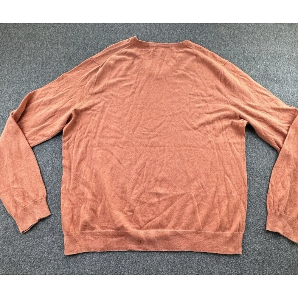 J. Crew Sweater Men X-Large Burnt Orange V Neck‎ Pullover Cashmere Cotton Casual